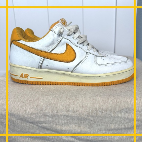 Vintage Y2K Nike Air Force 1 Low White Canyon Gold Mens 11.5‎ Sneakers 2002 - Picture 8 of 14
